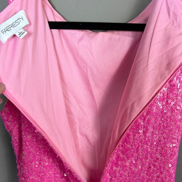 Faeriesty Mermaid dress Gown Size L Hot Pink sequins fairy Legally Blonde Prom - Picture 11 of 12